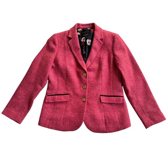 Talbots Aberdeen Shetland Pink Gold Buttons Blazer Size 8 Wool Preppy EUC Office - Picture 5 of 16